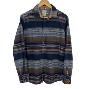 Kolby Flannel Button Down Shirt Mens M Blue Multicolour Stripe Thick Cotton EUC